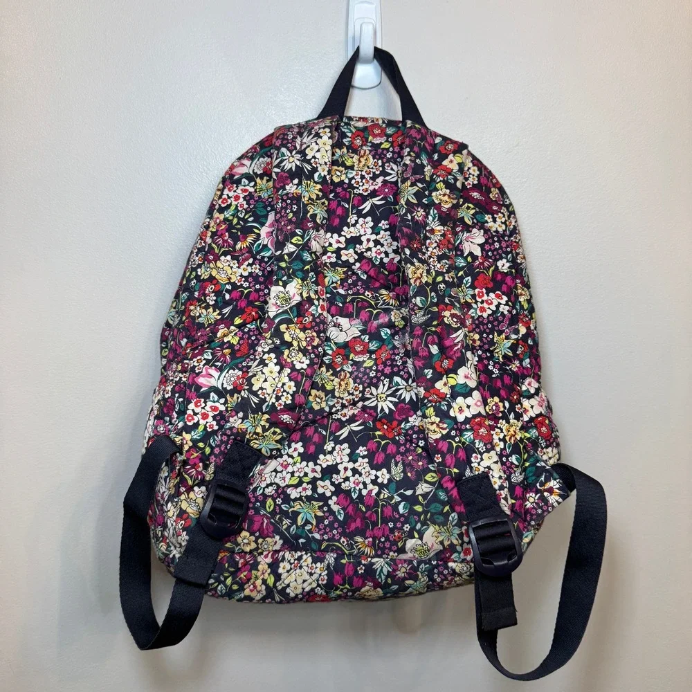 Vera Bradley Quilted Floral Print Backpack Navy Multicolor Travel